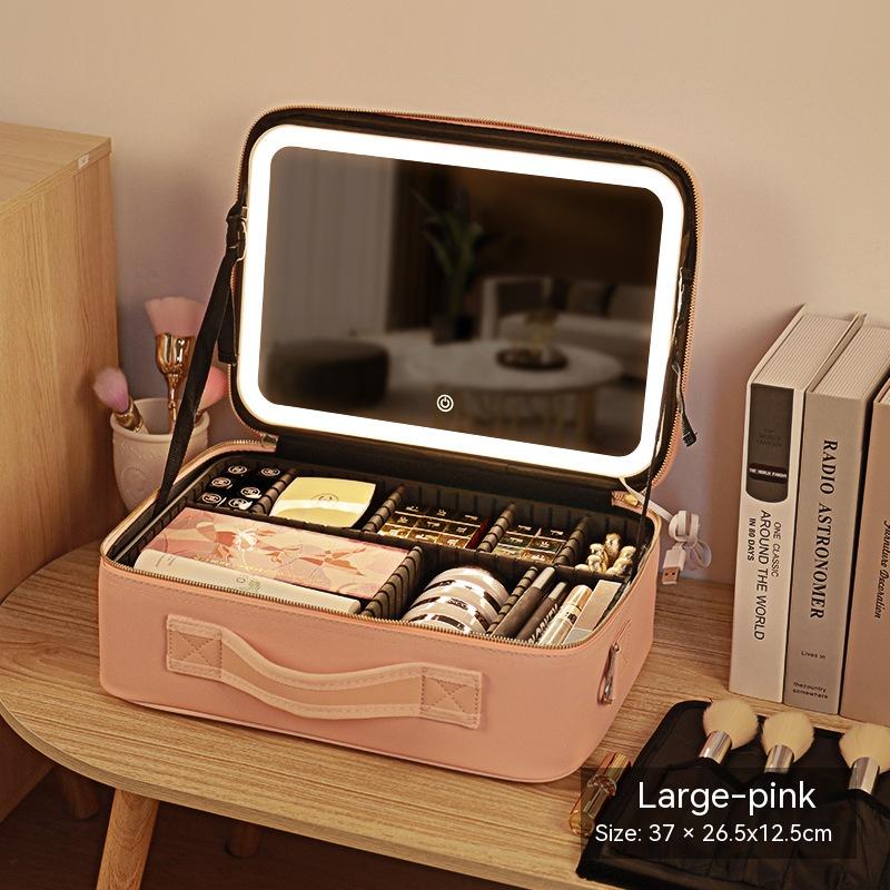 With Mirror And LED Light Cosmetic Bag Skin Care Storage Box - Touch of Essence Beauty Bar